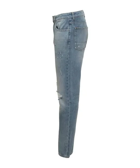 Straight Leg Distressed Jeans