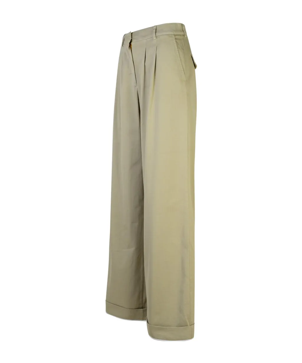 Wide Leg Turn-Up Hem Pants