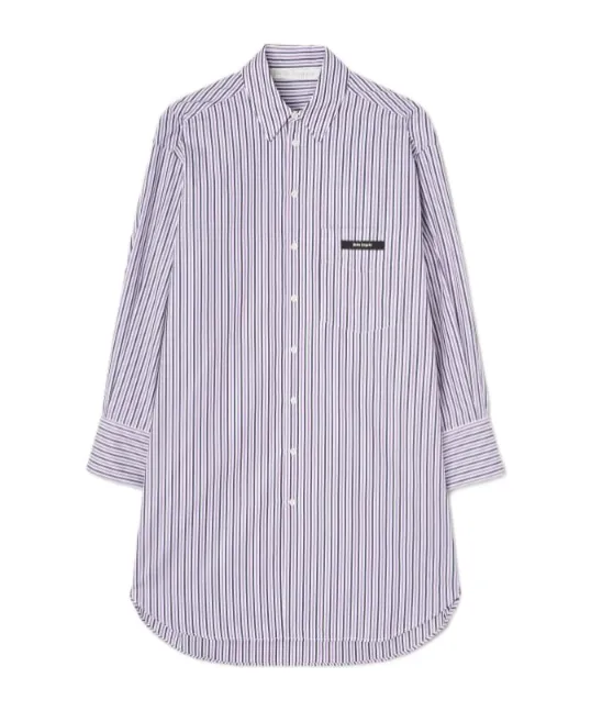 Logo Patch Striped Shirt