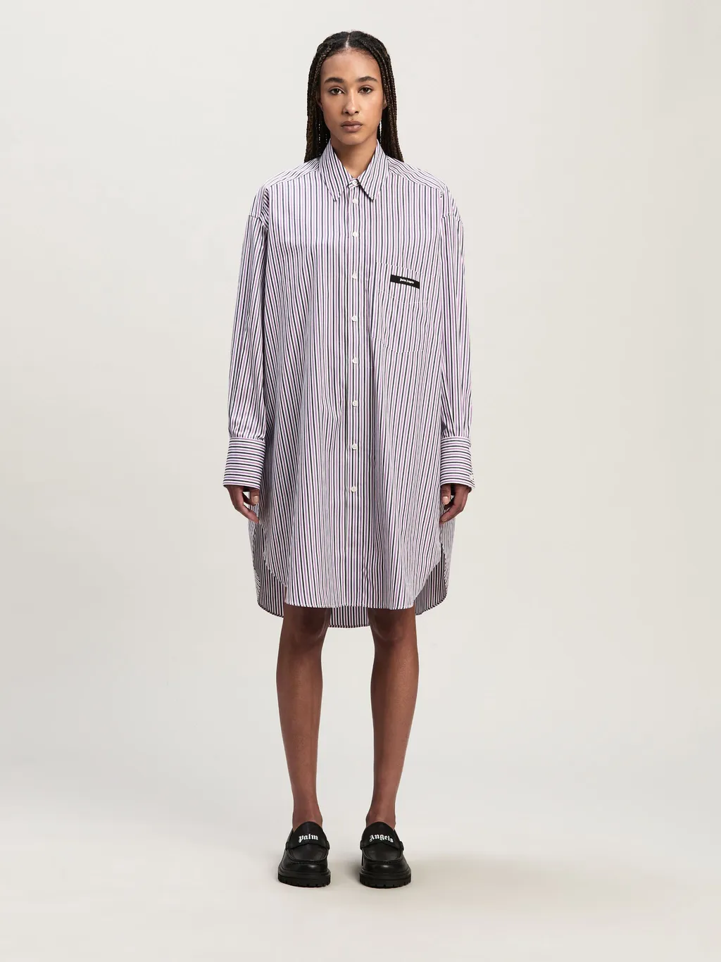 Logo Patch Striped Shirt