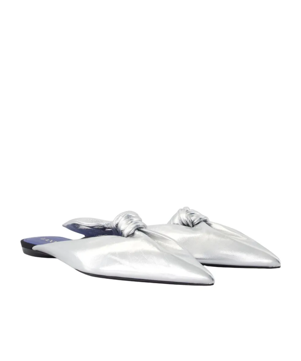 Knotted Pointed Toe Slip-On Mules