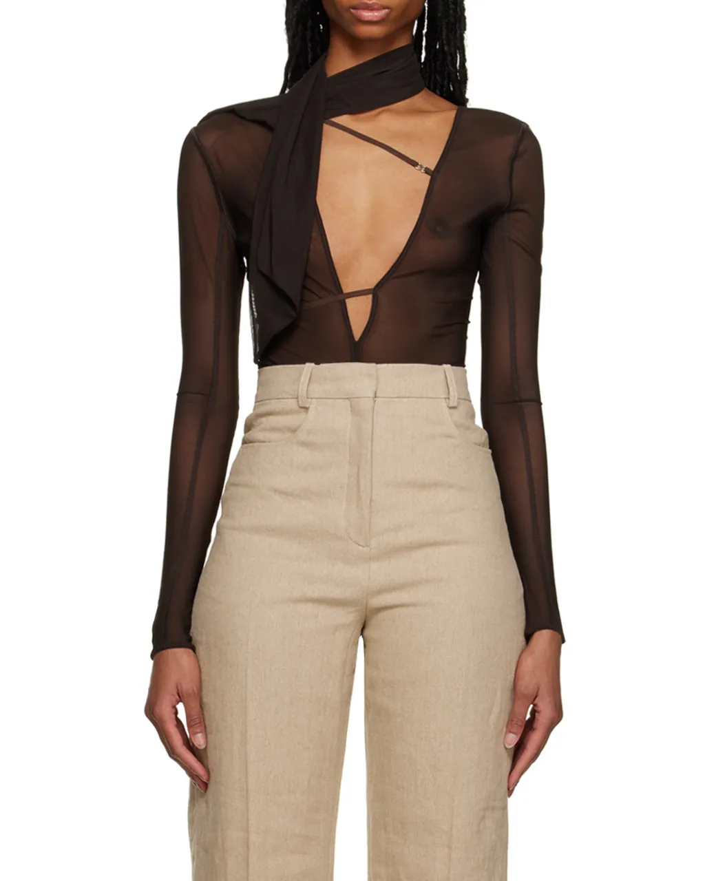 Le Abanaba Semi-Sheer Bodysuit