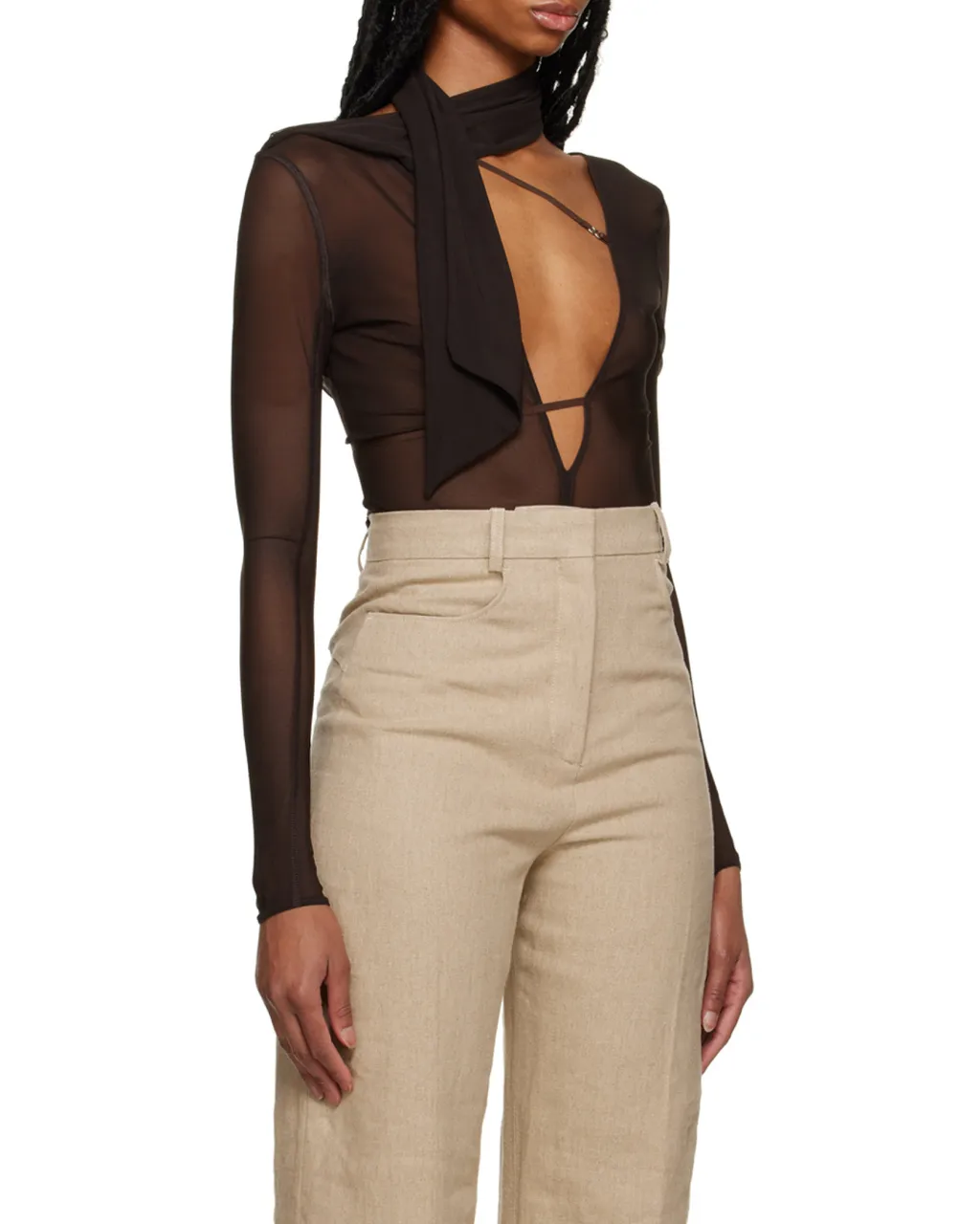 Le Abanaba Semi-Sheer Bodysuit