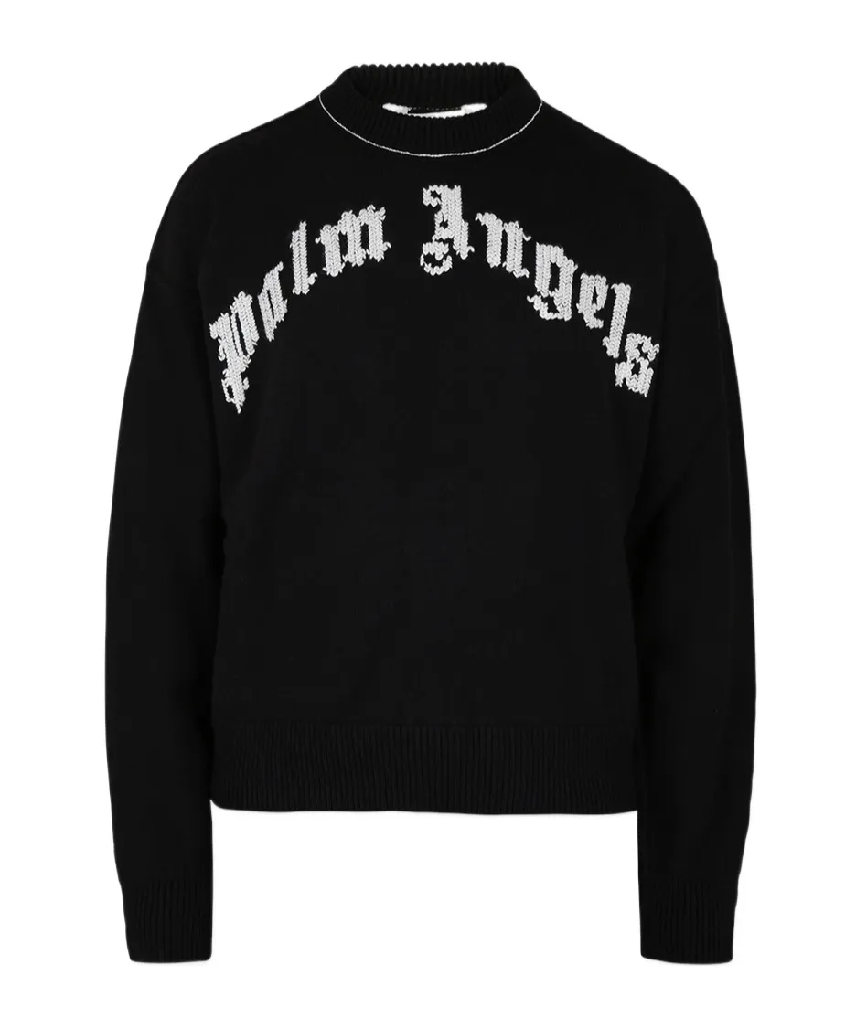 Curved Logo Knitted Crewneck Jumper