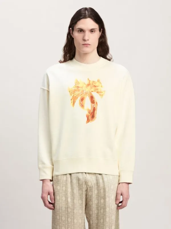 Burning Palm Printed Crewneck Sweatshirt