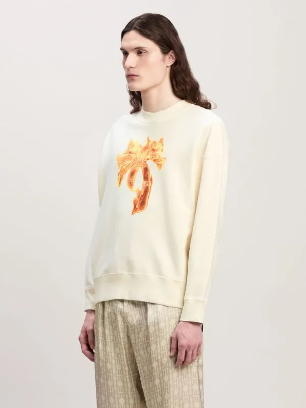 Burning Palm Printed Crewneck Sweatshirt