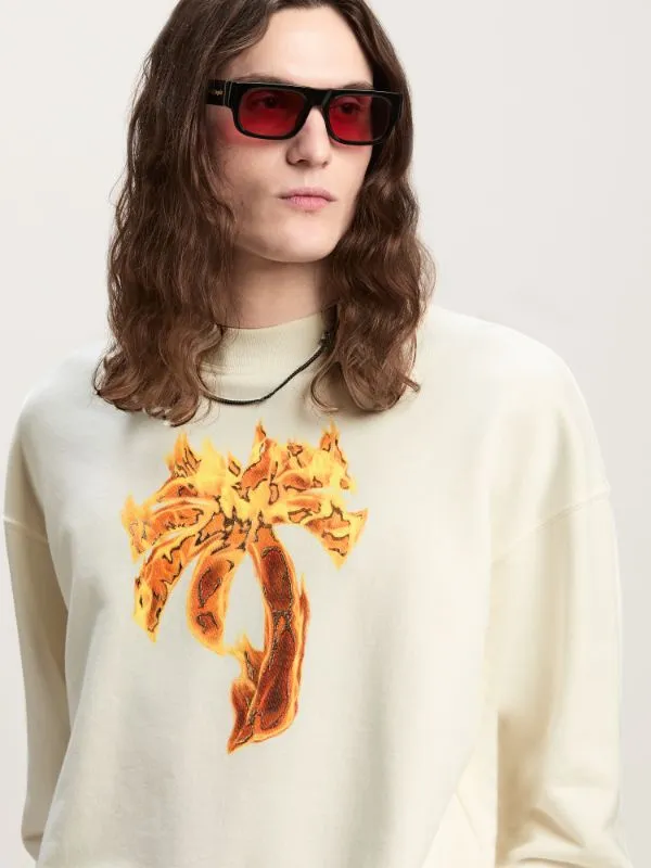 Burning Palm Printed Crewneck Sweatshirt