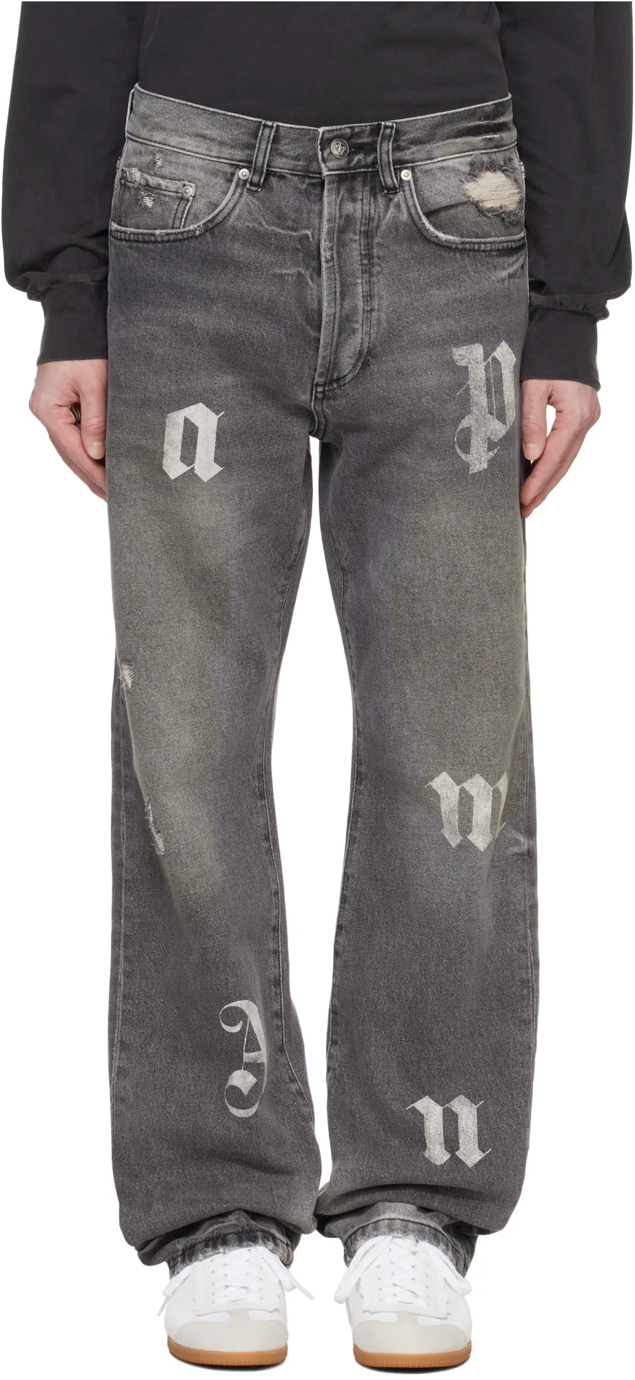 Logo Printed Straight Leg Jeans