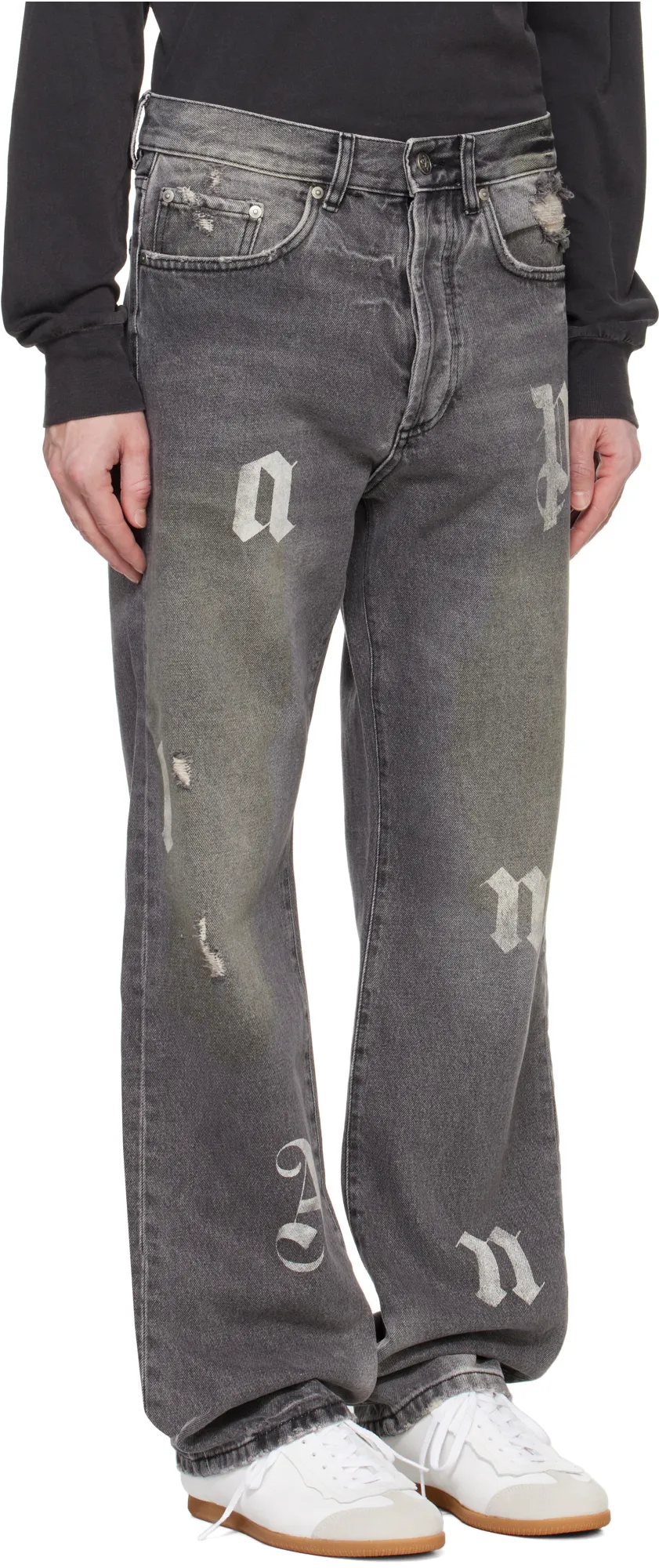 Logo Printed Straight Leg Jeans
