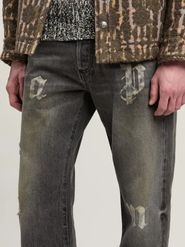 Logo Printed Straight Leg Jeans