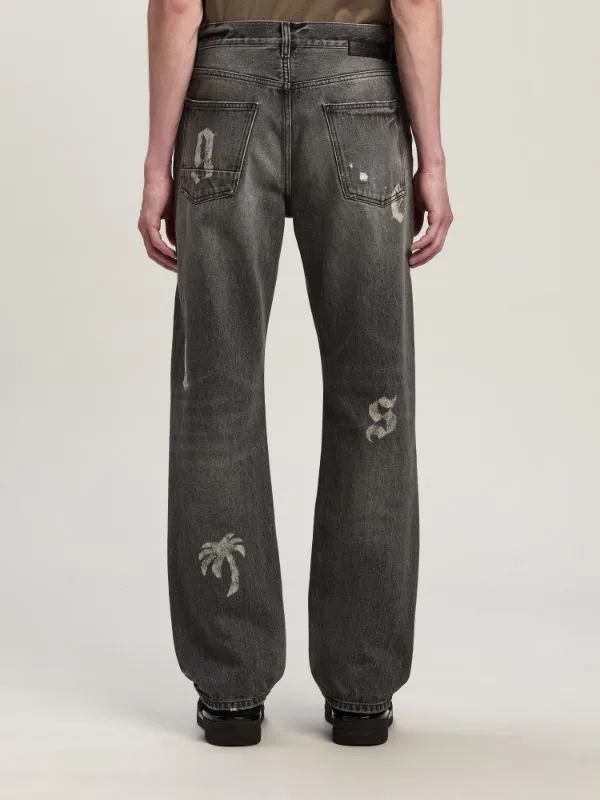 Logo Printed Straight Leg Jeans