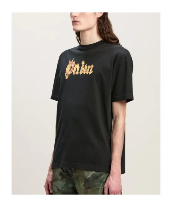 Burning Logo Printed Crewneck T-Shirt