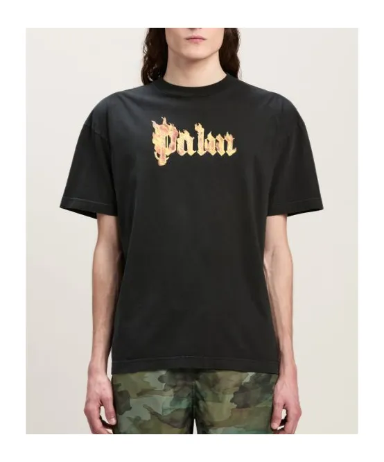 Burning Logo Printed Crewneck T-Shirt