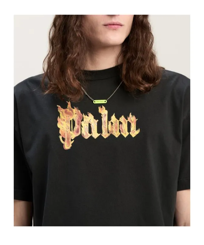 Burning Logo Printed Crewneck T-Shirt