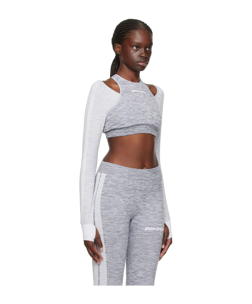 Logo Embroidered Cropped Layered Top