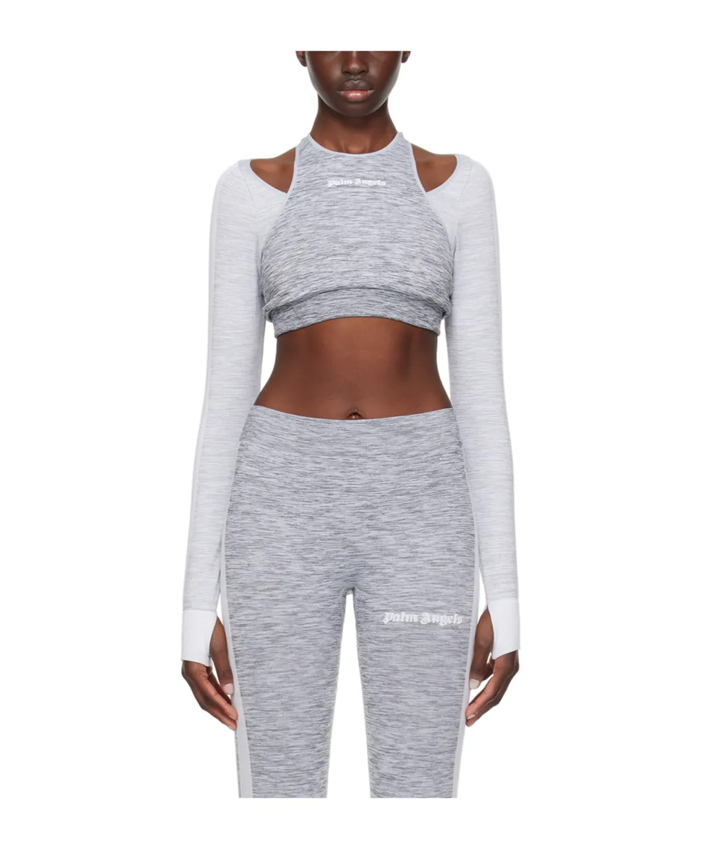 Logo Embroidered Cropped Layered Top