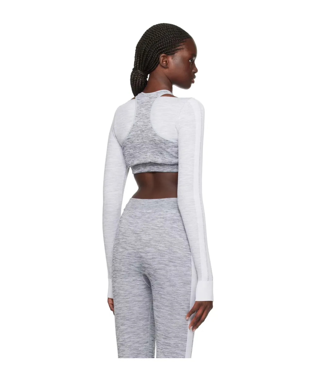 Logo Embroidered Cropped Layered Top