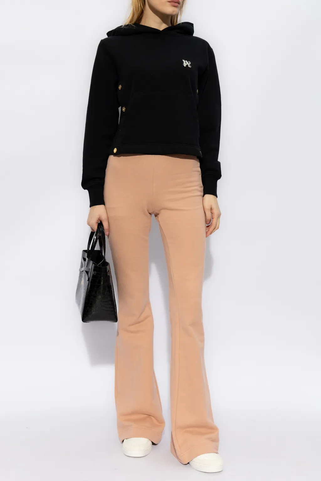 Logo Elastic Waistband Flared Track Pants