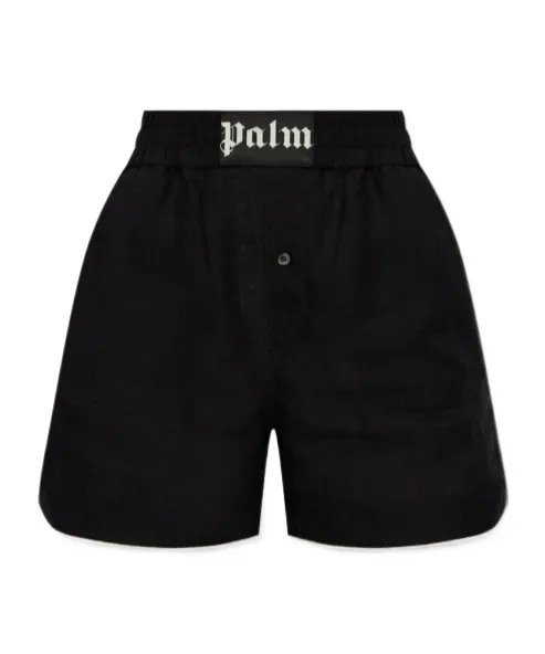 Logo Patch Elastic Waist Shorts