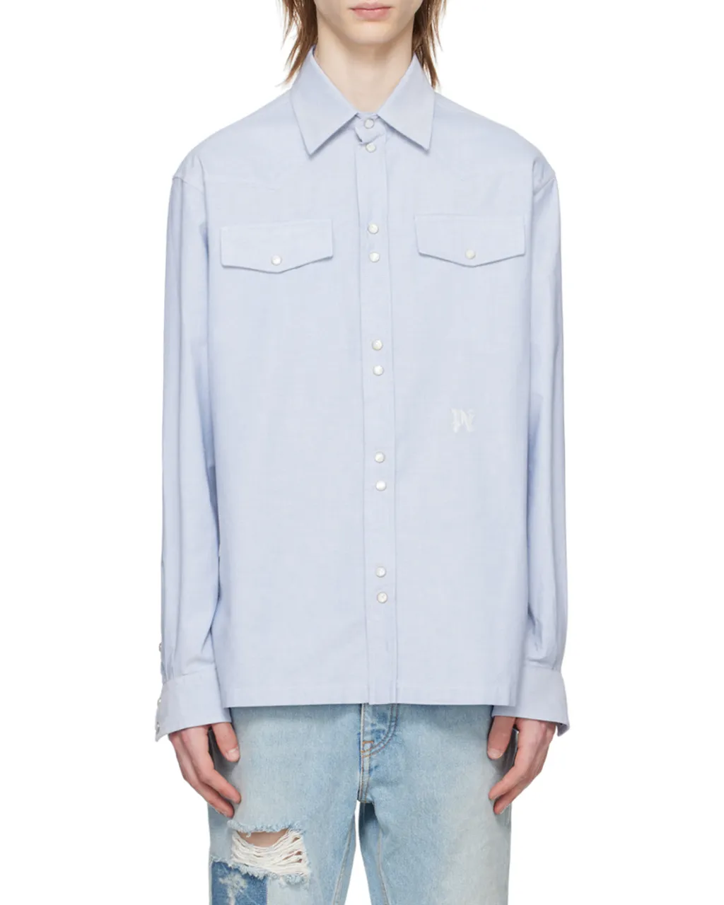 Monogram Embroidered Streight Hem Shirt