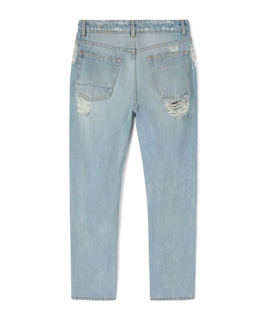 Distressed Straight-Leg Jeans