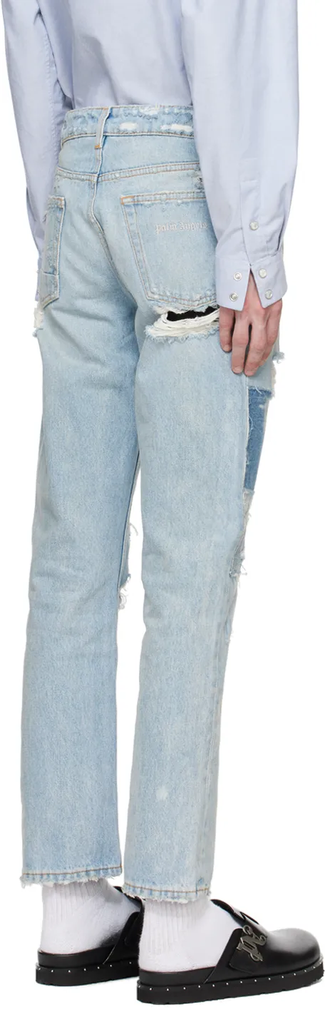 Distressed Straight-Leg Jeans