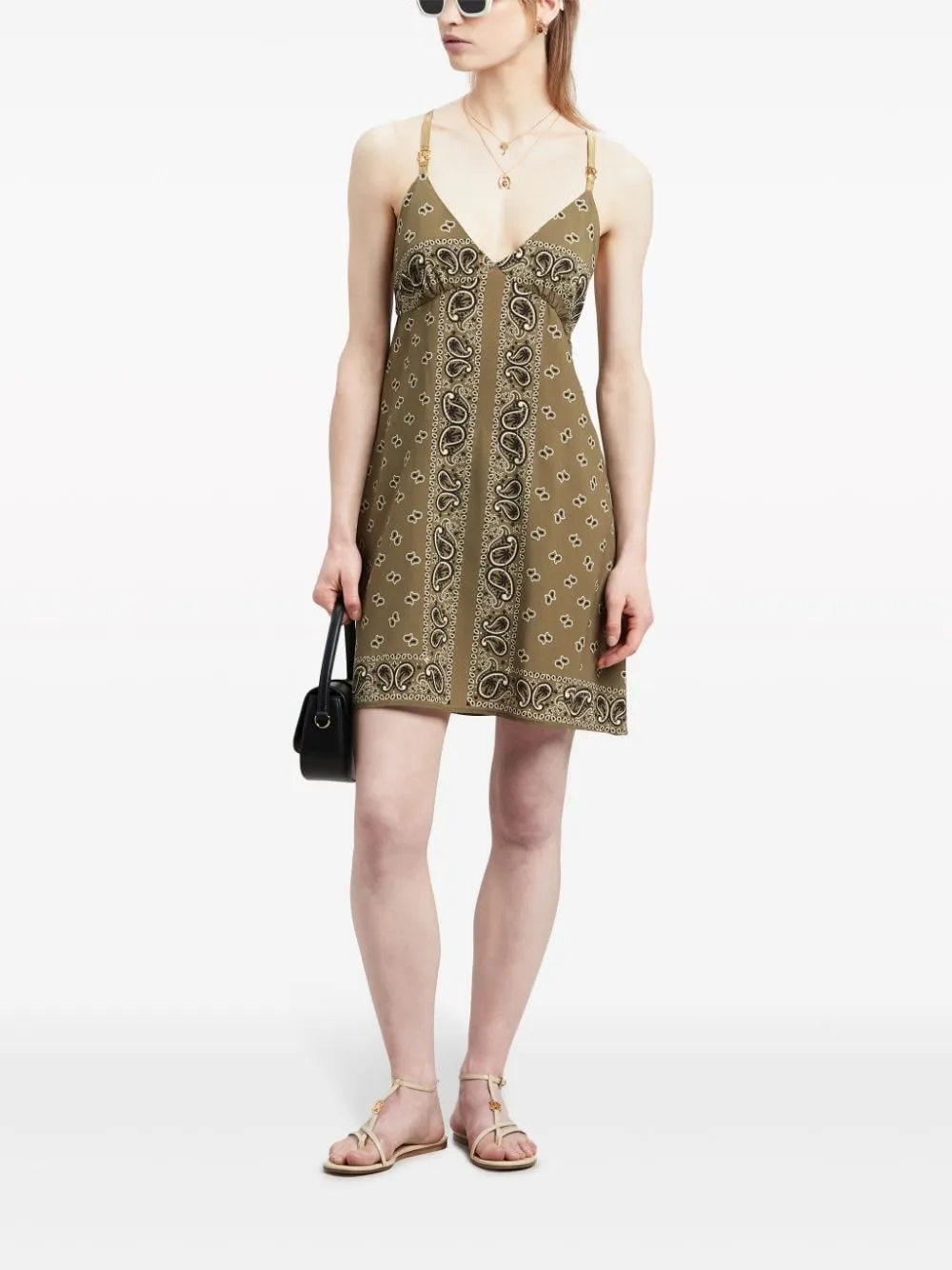 Paisley-Printed V-Neck Slip Dress