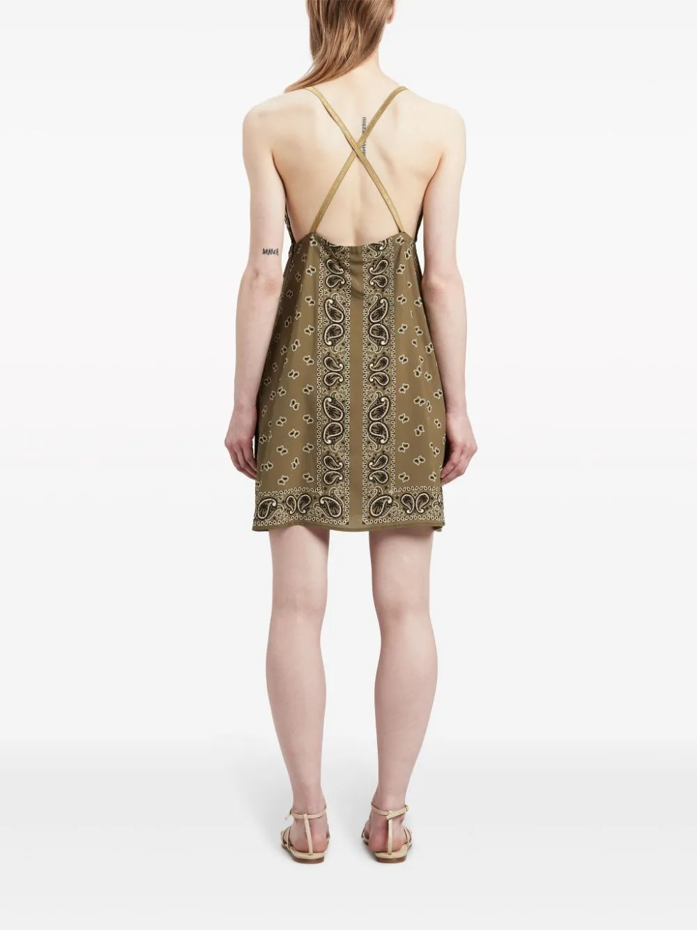 Paisley-Printed V-Neck Slip Dress