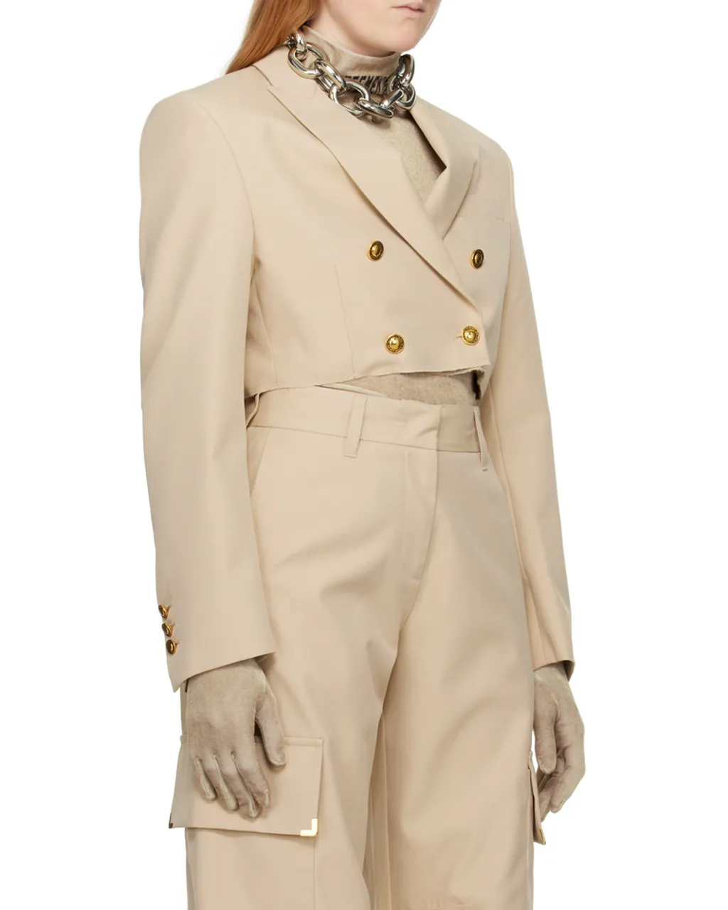 Double-Breasted Short Suit Jacket