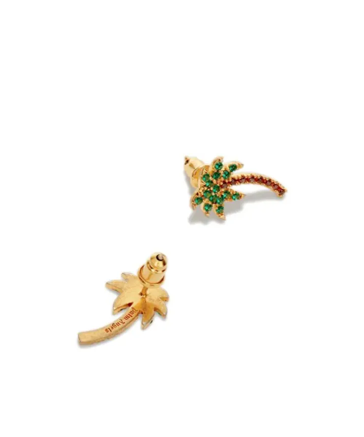 Palm Tree Crystal Embellishment Earrings