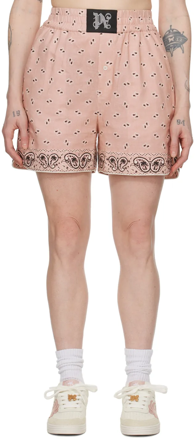 Paisley-Printed Elastic Waist Shorts
