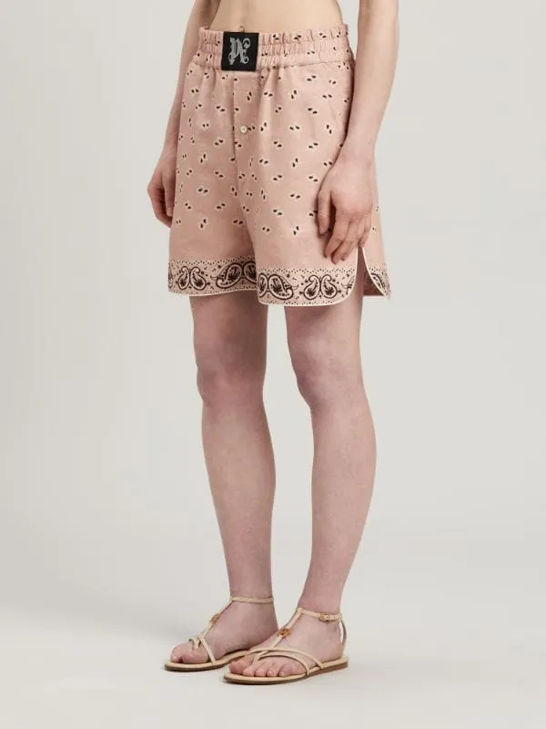 Paisley-Printed Elastic Waist Shorts