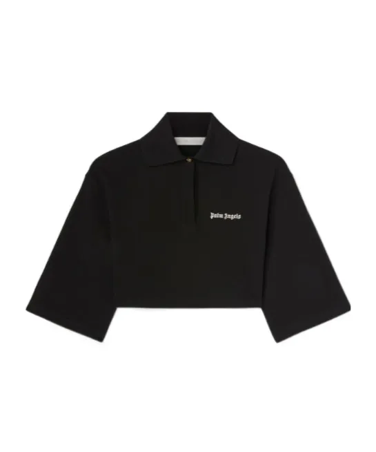 Logo Embroidered Cropped Polo Shirt