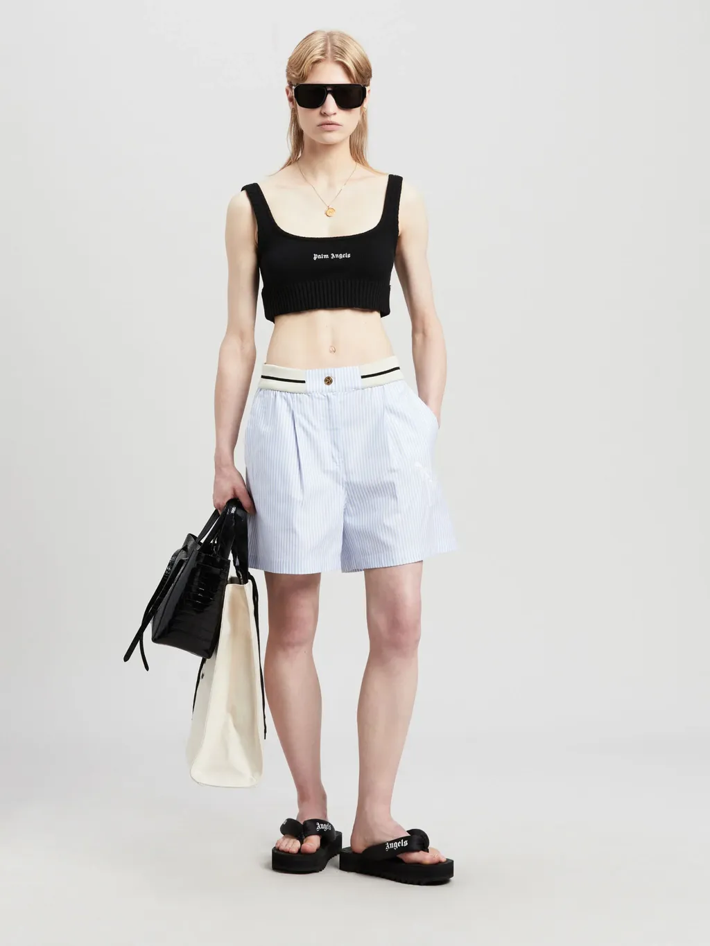 Logo Embroidered Cropped Knitted Tank Top