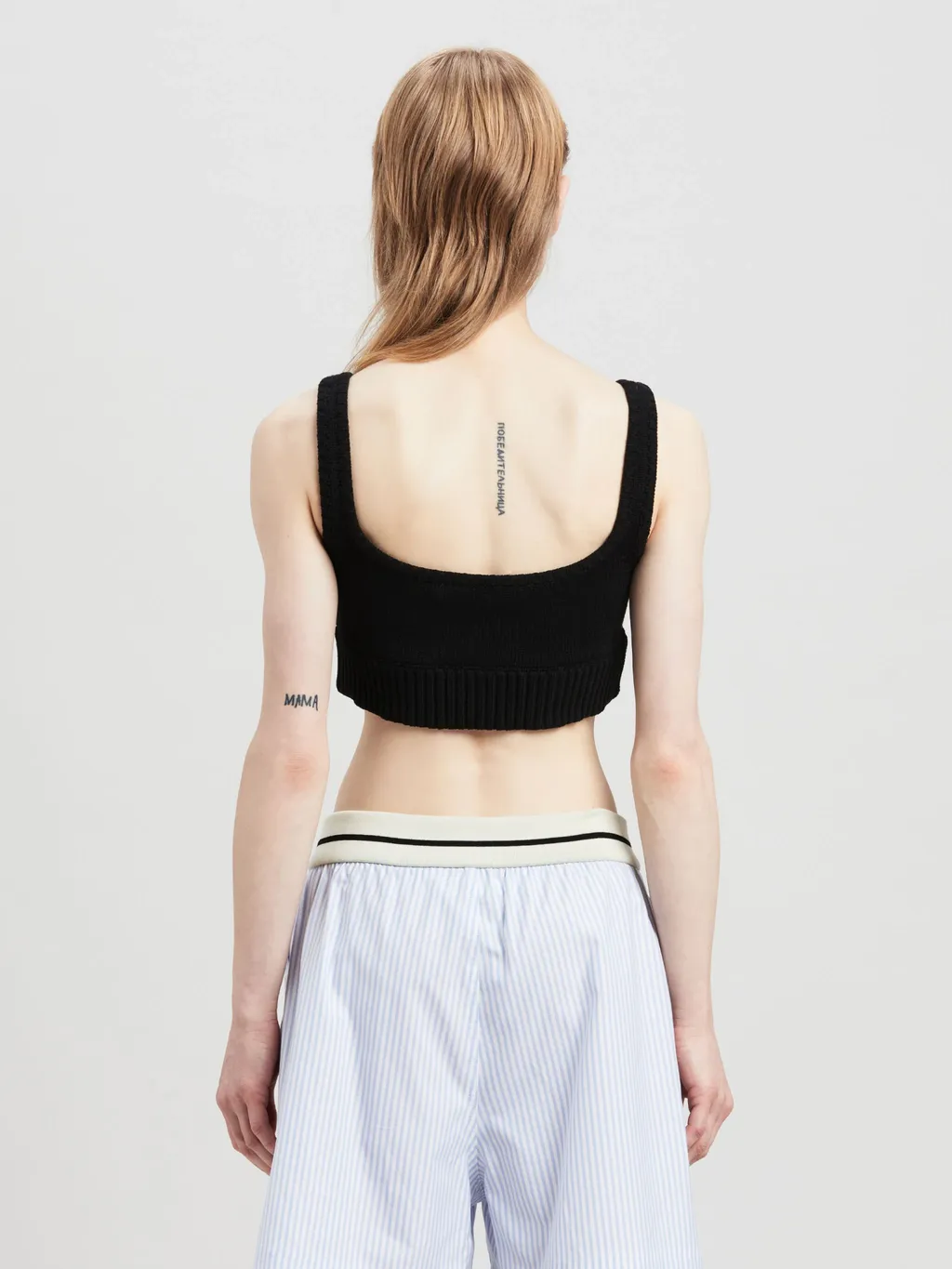 Logo Embroidered Cropped Knitted Tank Top