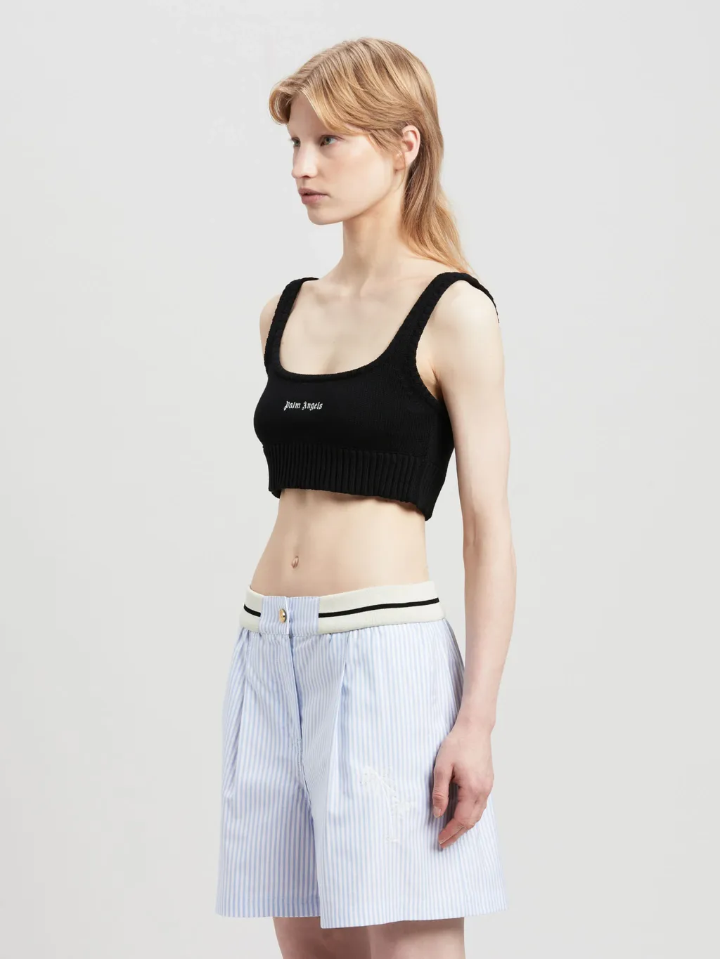Logo Embroidered Cropped Knitted Tank Top