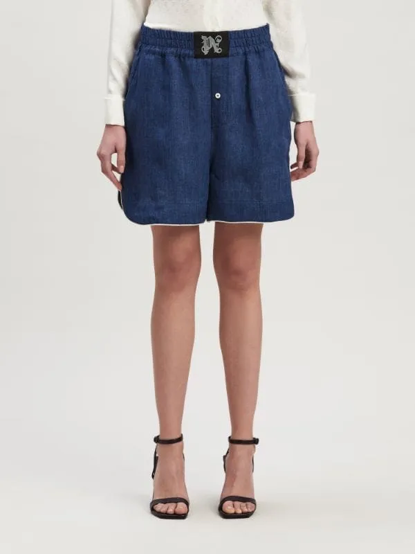Monogram Patch Elastic Waist Boxer Shorts