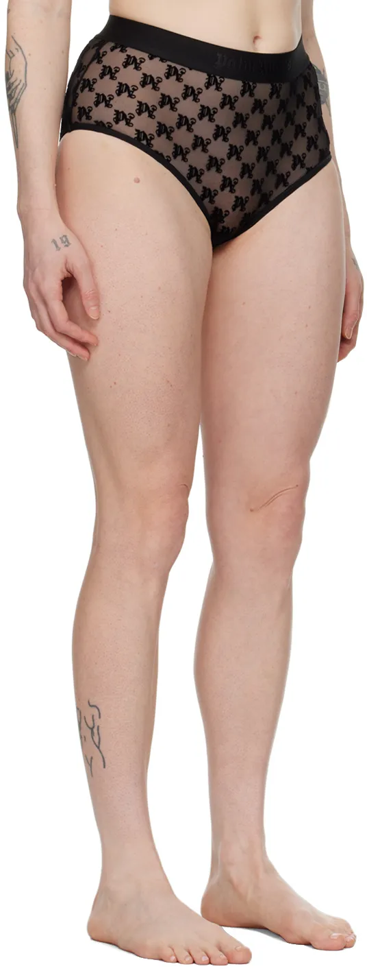 Monogram Pattern High-Waist Lace Briefs
