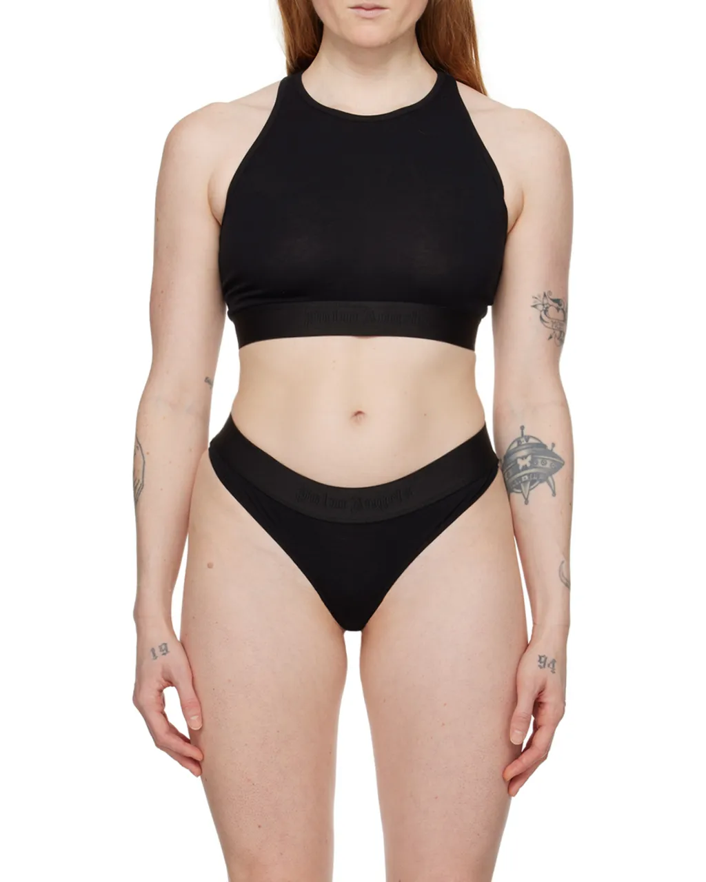 Logo-Tape Racerback Cropped Bralette