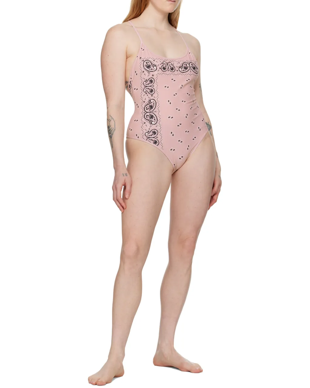 Paisley-Printed Scoop Neck Swimsuit