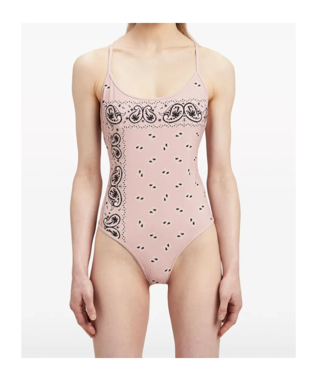 Paisley-Printed Scoop Neck Swimsuit