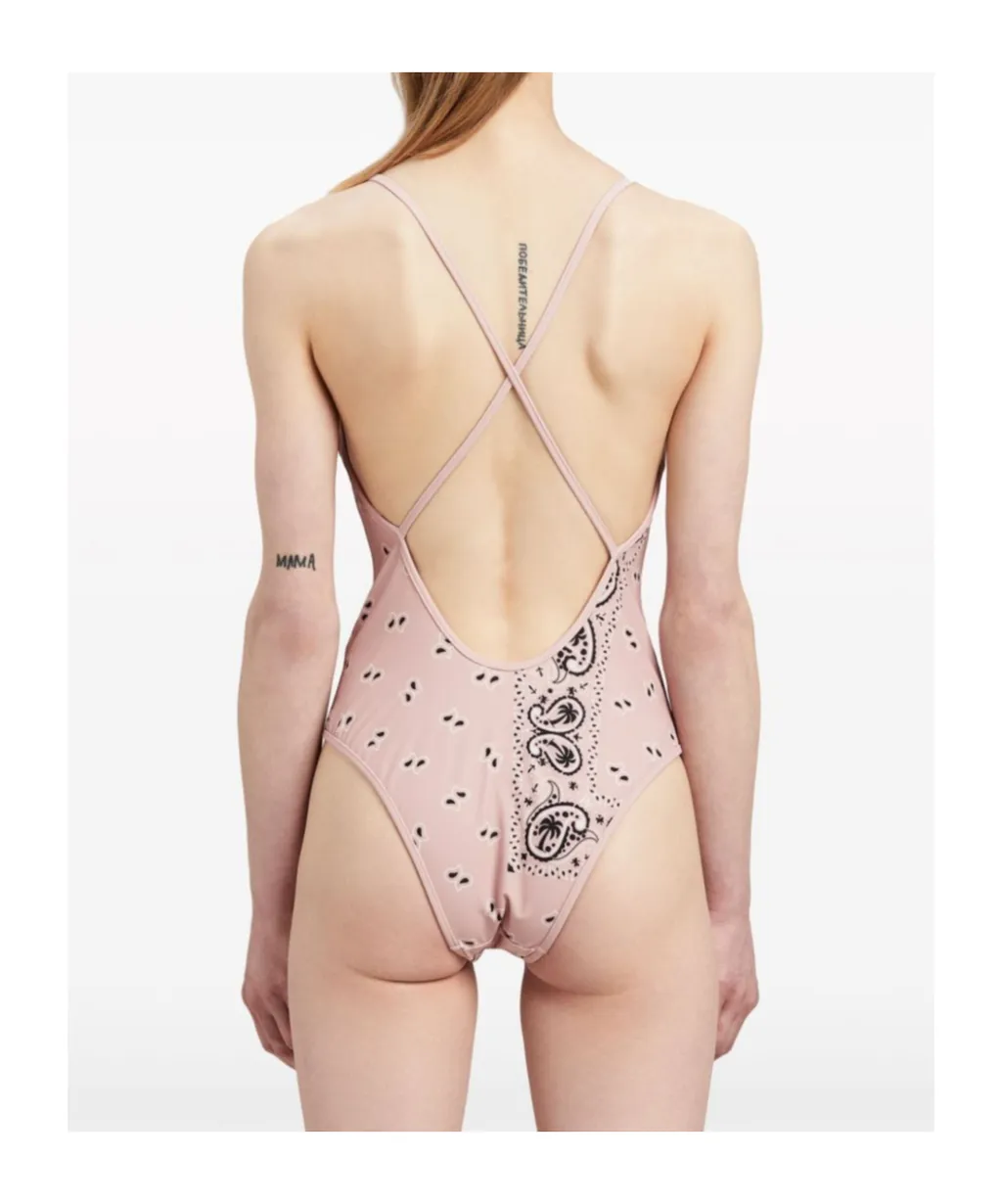 Paisley-Printed Scoop Neck Swimsuit