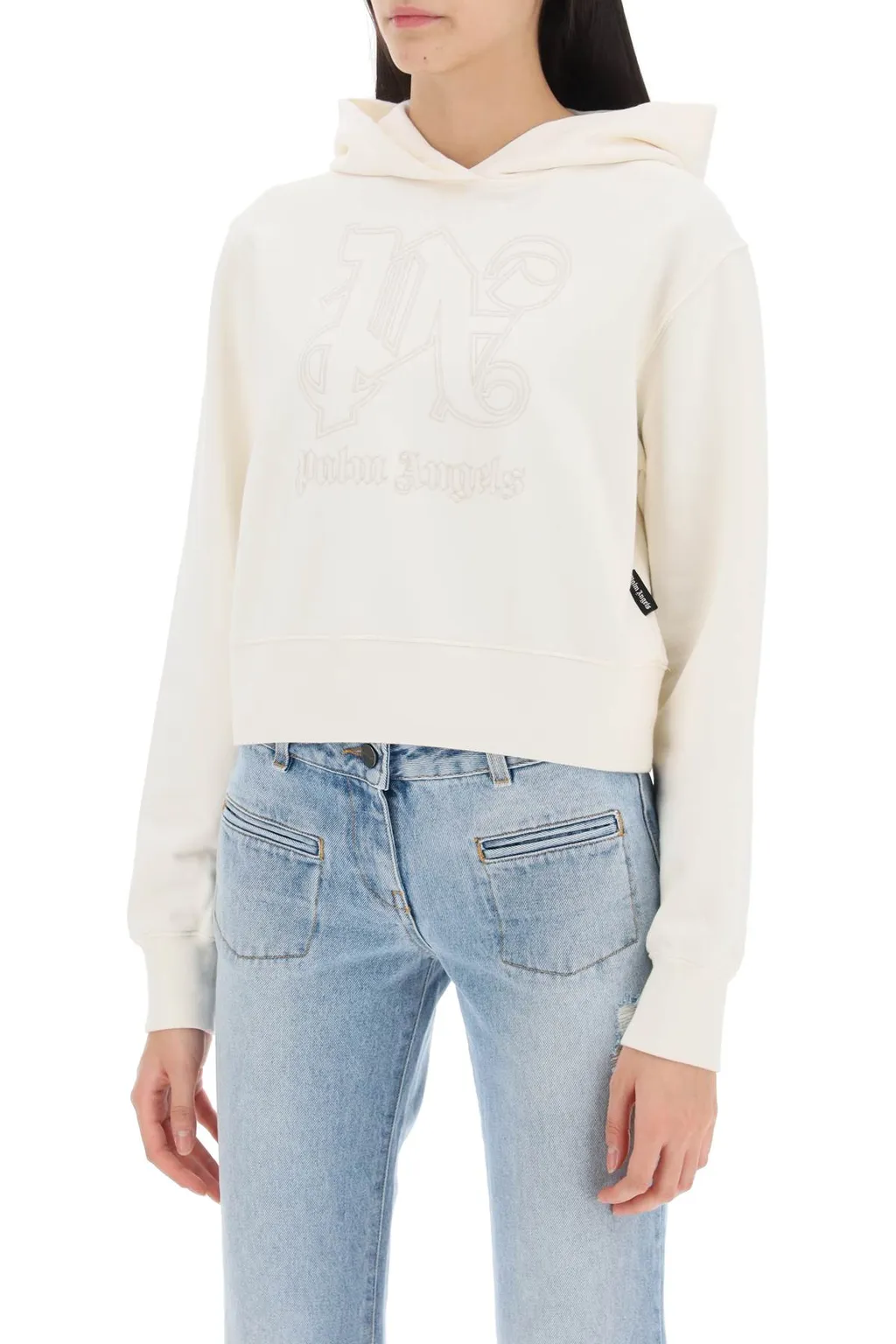 Monogram Embroidered Cropped Hoodie