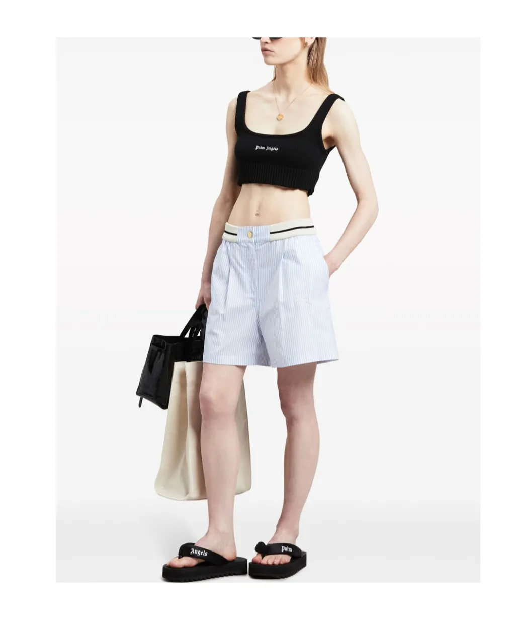 Striped Pleated Boxed Shorts