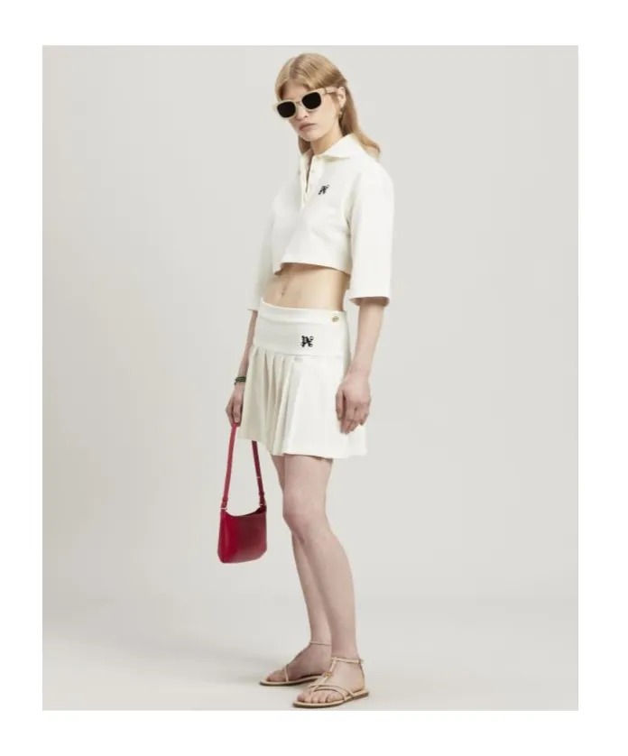 Monogram Embroidered Cropped Polo Shirt