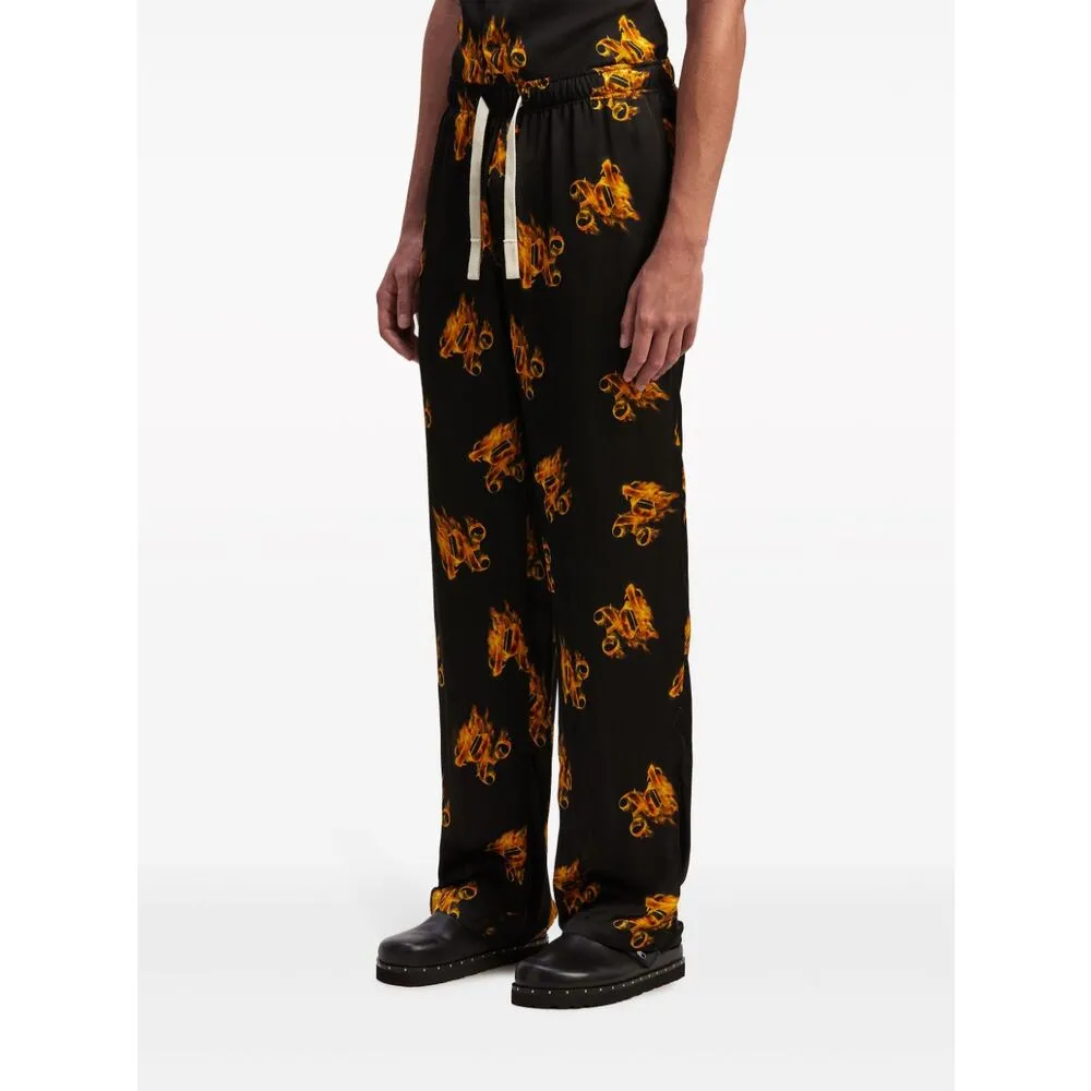 Burning Logo-Printed Drawstring Trousers