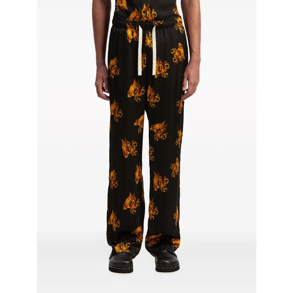 Burning Logo-Printed Drawstring Trousers