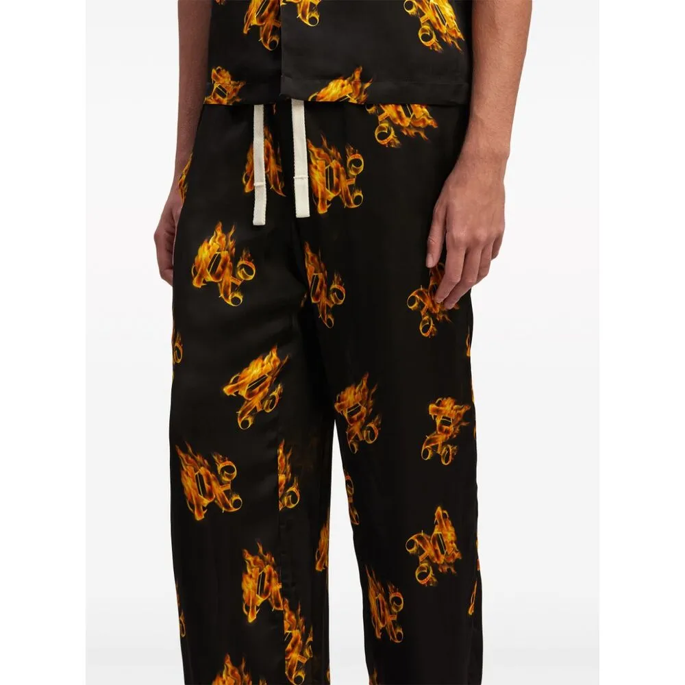 Burning Logo-Printed Drawstring Trousers