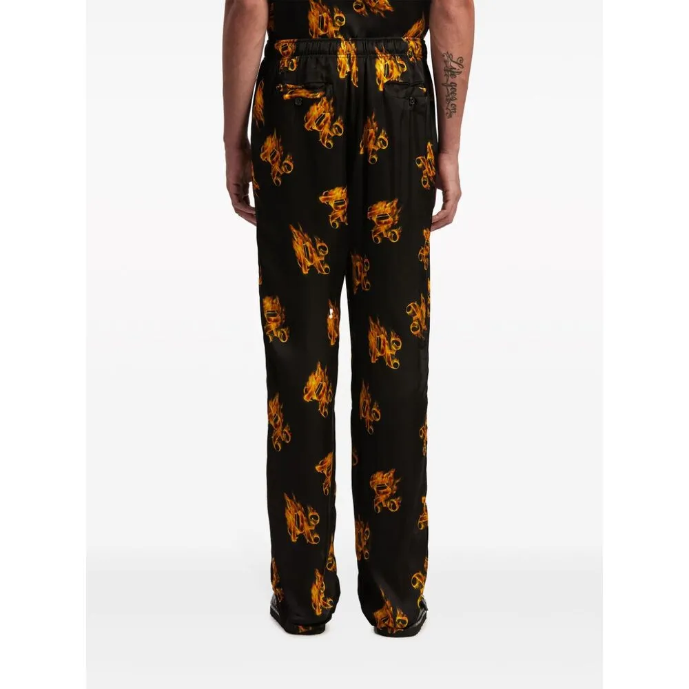 Burning Logo-Printed Drawstring Trousers