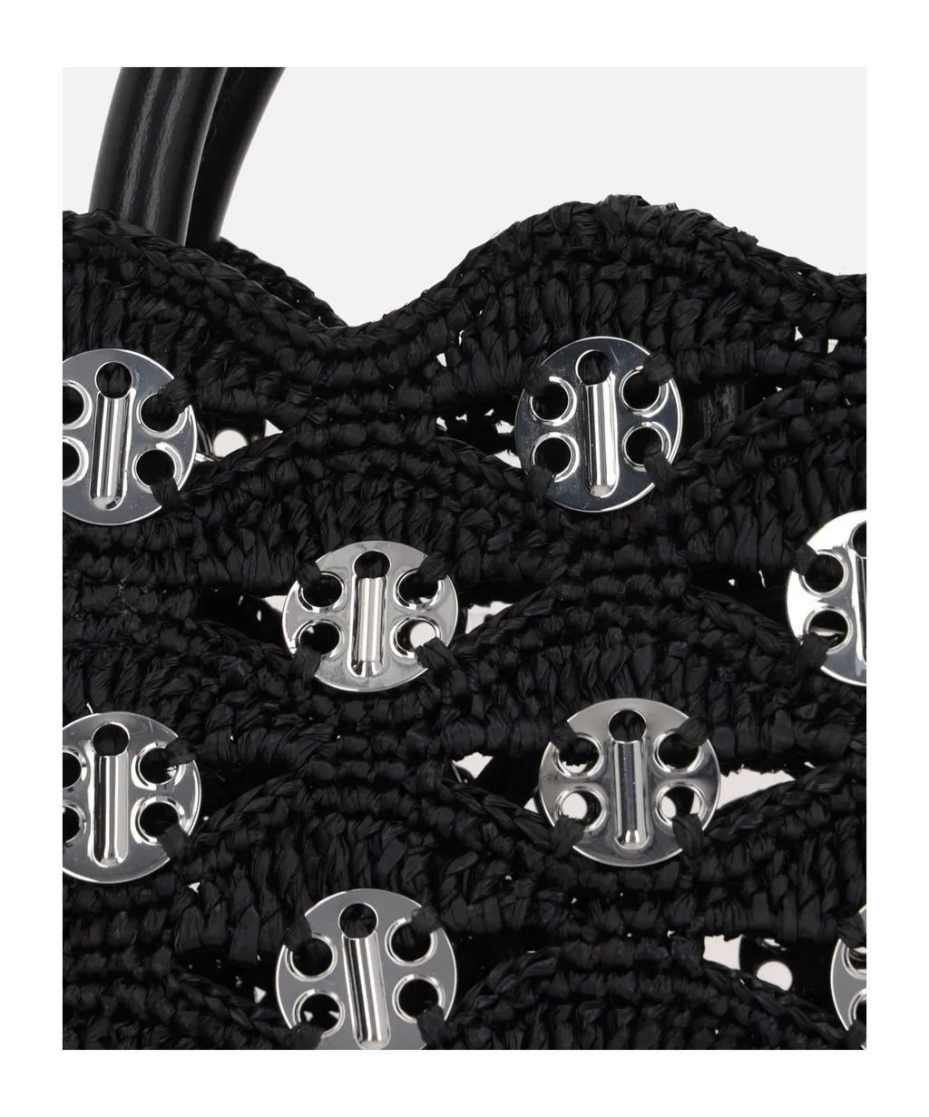 Disc Detailed Woven Tote Bag